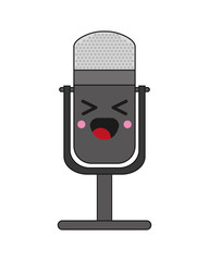 flat design kawaii microphone icon vector illustration