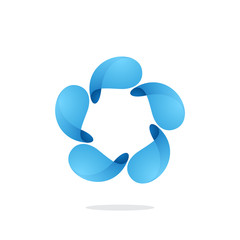 Water Drops in a swirl sphere logo.