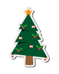 flat design christmas tree icon vector illustration