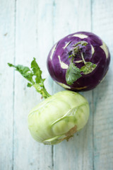 Fresh kohlrabi on the table