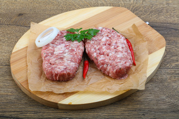 Raw burget cutlet