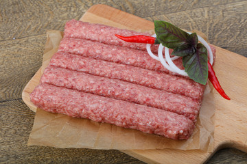 Raw sausages for grill