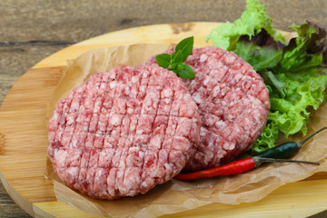 Raw burger cutlet