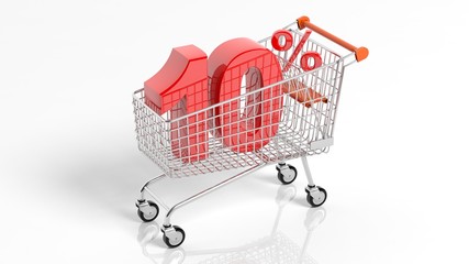 bright red 10 percent discount percent in shopping cart