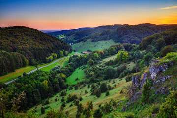Fototapeta na wymiar Idyllic franconian late summer landscape in Germany, Bavaria