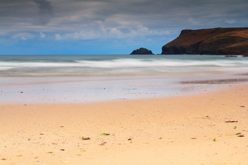 Early morning view of the beach at Polzeath