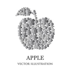 Apple consisting of monochrome flowers. Vector creative concept.