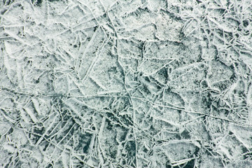crack cross on the blue ice of Lake Baikal