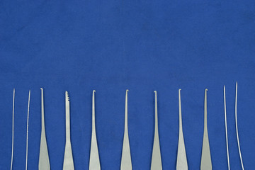 locksmith tools for open the door on blue fabric background