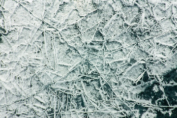 crack cross on the blue ice of Lake Baikal