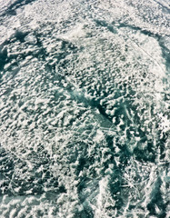 The pattern of cracks on the blue ice of Lake Baikal