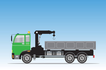 Side view of  Crane  truck Vector