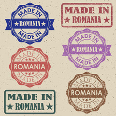 Obraz premium made in Romania red round vintage stamp.