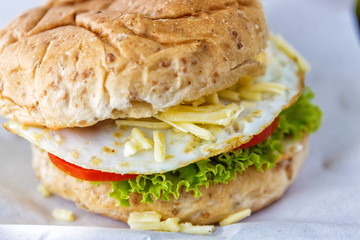 Tasty burger in cafe
