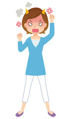 女性　主婦　表情　怒り爆発