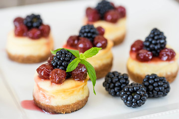 Mini cheesecake with cherry