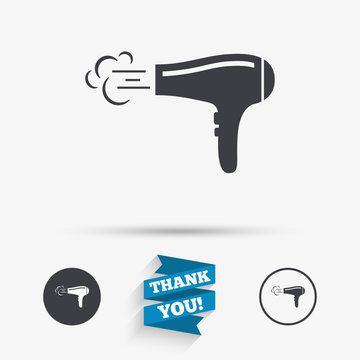 Hairdryer Sign Icon. Hair Drying Symbol.