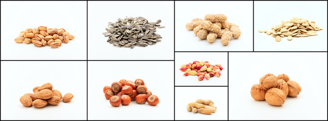Variety of nuts collage