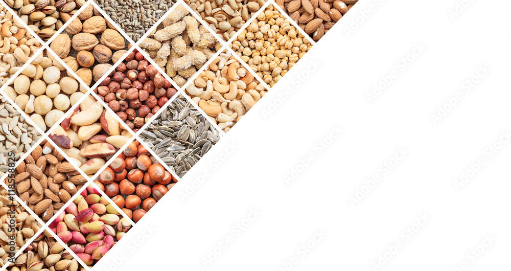 Canvas Prints Various dried nuts collage