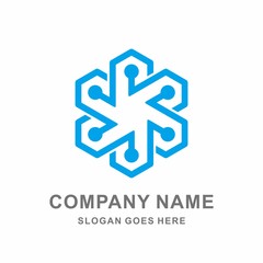 Obraz premium Geometric Circular Computer Data Connection Technology Vector Logo Design Template