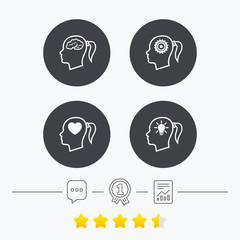 Head with brain icon.Female woman symbols.