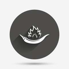 Hot chili pepper sign icon. Spicy food symbol.
