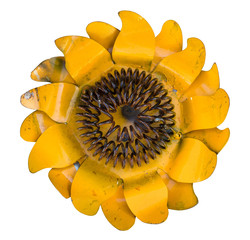 Metal sunflower isolated against white
