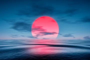 ein roter Sonnenuntergang über dem blauen Meer © magann
