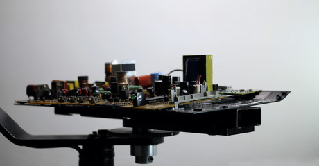 Radio components on printed electronic board royalty free stock photo 