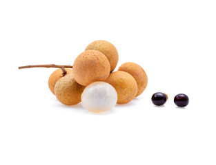 Fresh longan on white background