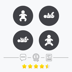 Newborn icons. Baby infants symbols.