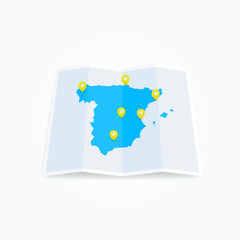 Spain Map with Location Pins