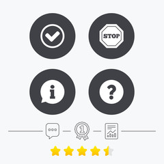 Information icons. Stop prohibition symbol.