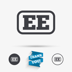 Estonian language sign icon. EE translation.