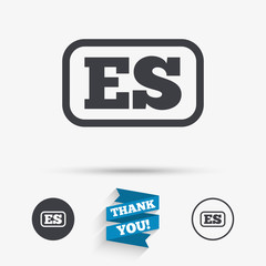 Spanish language sign icon. ES translation.