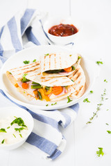 Quesadilla with vegetables and meat