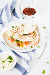 Quesadilla with vegetables and meat