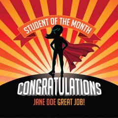   Male Student of the Month superhero burst background. EPS 10 vector. © Michele Paccione