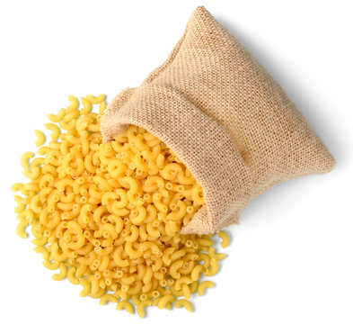 Macaroni Pasta In Sack, Overhead View