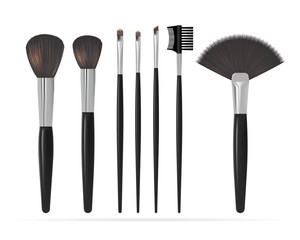 Set of Realistic Make Up Brushes. Vector illustration