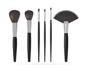 Set of Realistic Make Up Brushes. Vector illustration