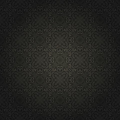 Seamless background of black color in the style of baroque