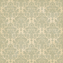 Seamless background of light beige and green color in the style of Damascus - 118564094