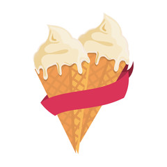 flat design ice cream cone icon vector illustration