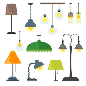 Set of lamps vector.