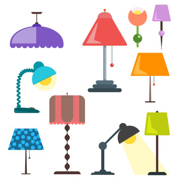 Set of lamps vector.