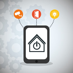 smartphone gears smart house home technology app icon set. Flat and Colorful illustration. Vector illustration
