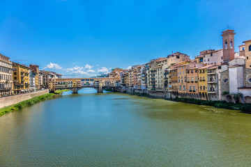Naklejka na ściany i meble Bridge Ponte Vecchio (1345) on Arno river in Florence, Italy.