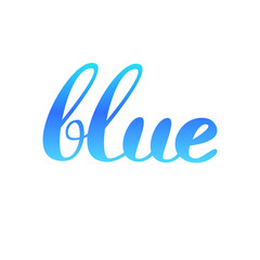 Hand lettering watercolour blue word