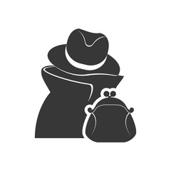 thief purse money financial commerce icon. Flat and Isolated design. Vector illustration